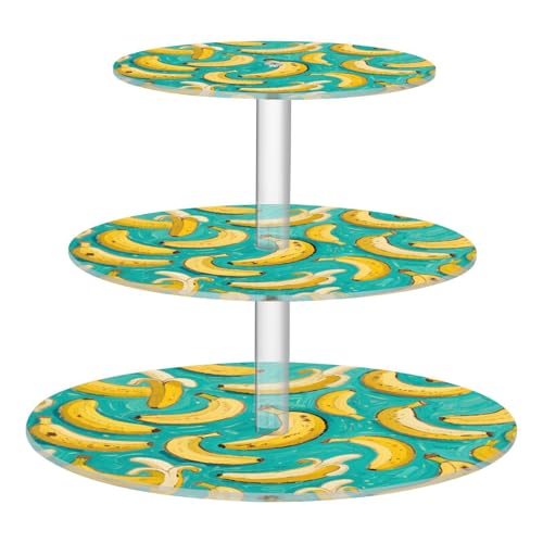Vassoio circolare in acrilico con pittura verde a forma di banana e frutta, impermeabile, espositore per spogliatoio