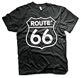  Route 66 Offizielles Lizenzprodukt Logo Herren T-Shirt (Schwarz), Large