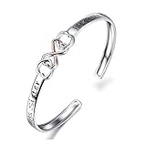 Two Tone 925 Sterling Silver 'Always Sister Forever Friend' Infinity Love Bracelet 7', Friendship Jewelry for Women Girls