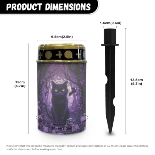 Image of Black Cat Solar Memorial Lights for Graves 2 Pcs | Halloween Solar Lights for Cemetery Grave Decorations Water Resistant LED Flameless Candle for Grave Memorial Gift Decor
