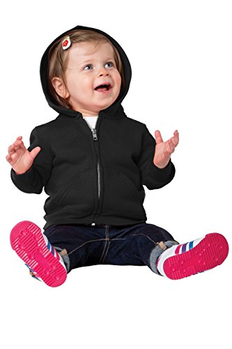 Armycrew Infant Full-Zip Cotton Poly Fleece Sweatshirt Basic Hoodie - Black - 12M