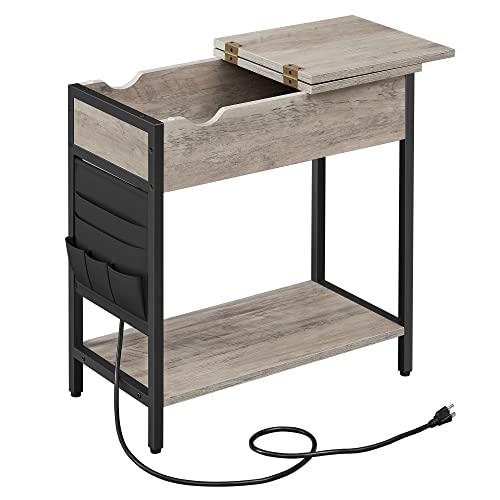 Nightstand with USB Ports and Outlets VASAGLE