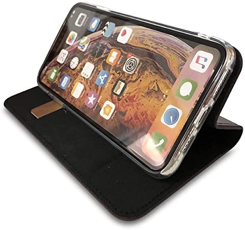 Funda de cuero para iPhone 12 con tapa magnética EKESA marrón de 6.1 pulgadas 5