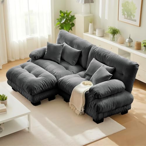 Image of SoarFlash L Shaped Couches for Living Room, Small Sectional Sofa Set with Reversible Chaise, Modern Designed Sleeper Sofas and Modular Couch Function, Suitable for Small Spaces in Apartment, Grey