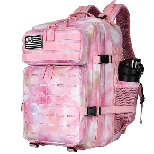 Image of Military Tactical Backpack 45L /25L 3 Day Assault Pack Molle Daypack Hiking Backpack for Men and Women (Pink StarrySky, 45L)