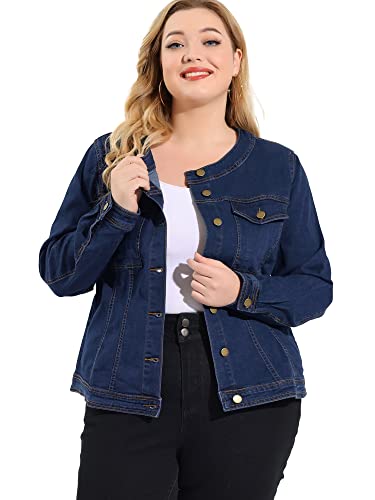 Agnes Orinda Denim Jacket for Women Plus Size Collarless Long Sleeve Button Down Jean Jacket 2025 Western Outfit2