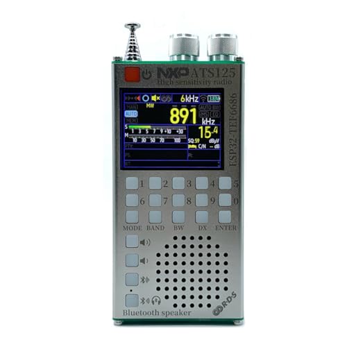 NONDK Receptor de Radio Portátil ATS125 ESP32 de 65-108 MHz, FM/SO//LW, con Chip NXP TEF6686 y Bluetooth Estéreo de Modo Dual.
