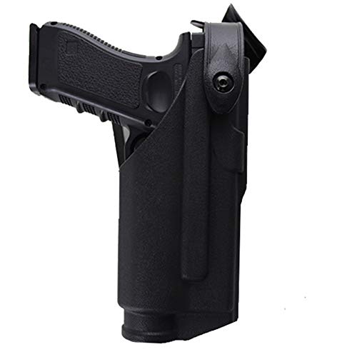Shefure Tactical Military Combat Belt Right Hand Pistol Gun Holster Fit for Glock 17 18 19 22 23 31 32 with Tactical Light Case