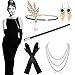 weeyin Accessoire Annee 20, Costume Femme 1920 Accessoires Années Halloween Gatsby Costume Avec Bandeau Flapper, Charleston Accessoires Collier pour Robe Année 20 30 Femmes Halloween déguisement Noël