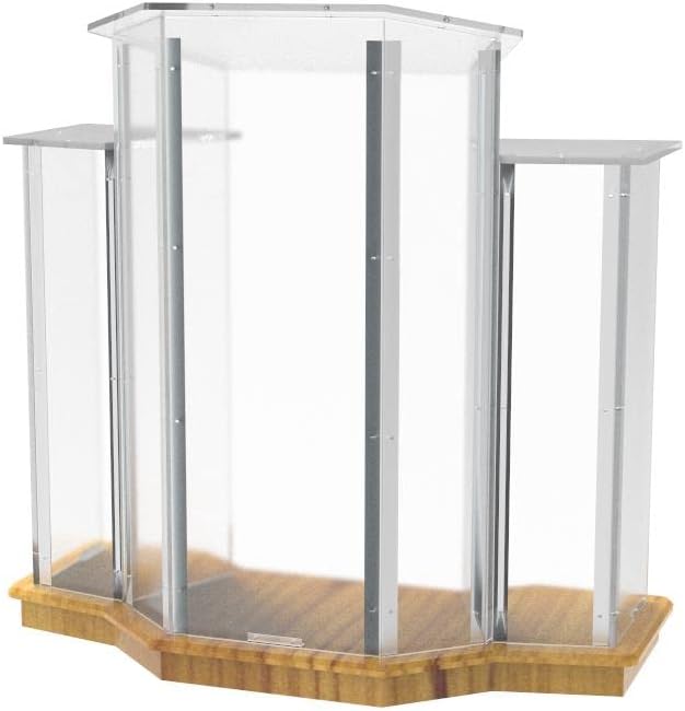 Miniatura 6 de FixtureDisplays Podio, base de madera con acrílico fantasma transparente, atril, púlpito, construcción de 3 niveles - Requiere montaje 11909