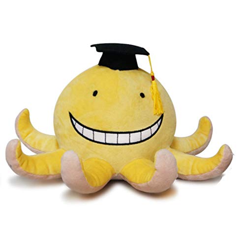 LAARNT Muñeca de Peluche de Pulpo Creativo Amarillo de 15 cm, Almohada de muñecas Smiley Cover