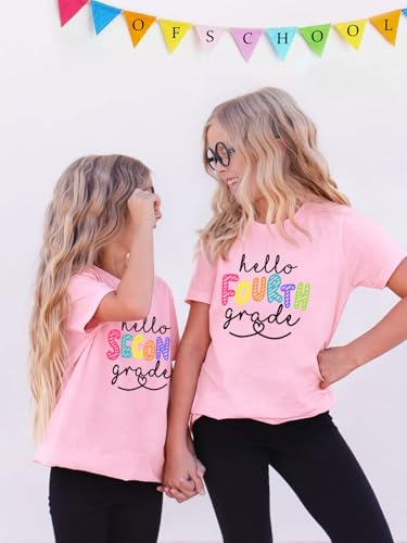 Image of First Day of School Shirt Girls Boys Preschool to 5th Grade Tshirt Kids Back to School Graphic Tee Tops