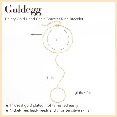 Gold Bracelets for Women, 14K Gold Plated Hand Chain Dainty Ring Bracelet Hand Chain Jewelry Gifts for Women4
