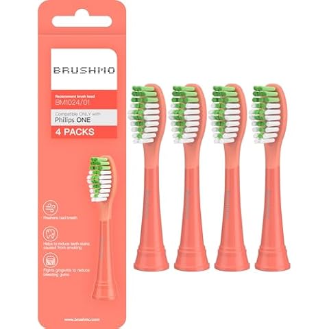 Brushmo Replacement Toothbrush Heads Compatible with Philips Sonicare One Toothbrush, for HY1100 Miami Coral HY1022/01 Brush Head (Miami Coral) 4 Pack Cover