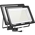 Sunkkes 400W LED Flood Lights Outdoor 2 Pack, IP66 Waterproof, 6000K Daylight White Security Lights Outside Lamp with Plug, Exterior Floodlights Lighting for Workshop Yard Stadium