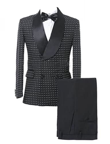 Smoking à pois homme pour dîner gala et grand événement de prestige ensemble 2 pièces