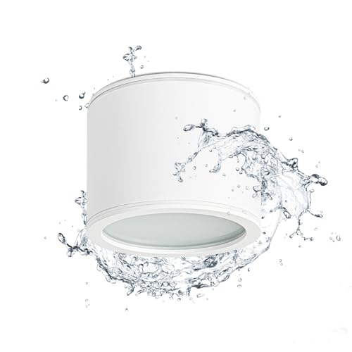 Gleonlux Focos LED Interior Techo Blanco, Foco Techo GX53, Aplique Techo IP44, Foco Superficie Techo Impermeable, Foco LED Techo aluminio Ø82x67mm, bombilla no incluida para baño balcón