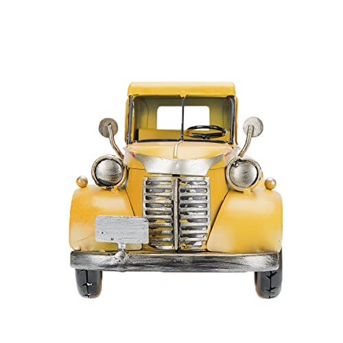 Soffee Design 12In Collectible-Vehicles Classic Truck, Pick-Up Model Iron Decorations, Collectible Figurine Desktop Car Wine Holder For Home Decor, Yellow #TOP6