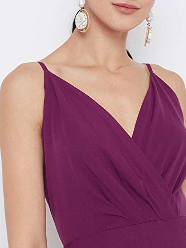 Image of Berrylush Red Solid V Neck Maxi Dress
