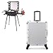 Scatola Del Treno Per Il Trucco A LED Scatola Portaoggetti Cosmetica Da Viaggio Portatile Scroll, Carrello Cosmetico Pull Box Con Specchio E 4 Ruote,Argento