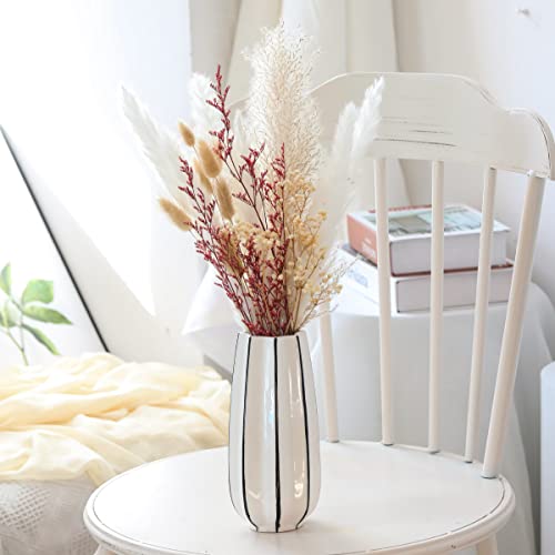 Natural Dried Flowers, Mixed With Pampas Grass/White Gypsophila/Bunny Tails/ Lover's Grass, Etc. Fluffy/Tall/Large/Natural/Dried Plants For Vase/Home Decor/Floral Arrangements/ Wedding/Kitchen Decor #TOP1