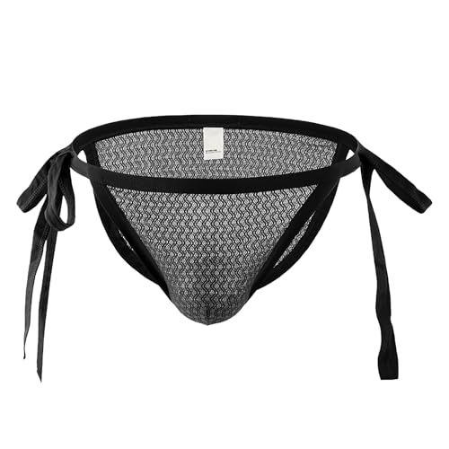 Men's Sexy Lace-up Briefs See Though Bikini Thong Low Rise Swimsuit Underpants Cooling Underwear Boxer Brief Shorts2