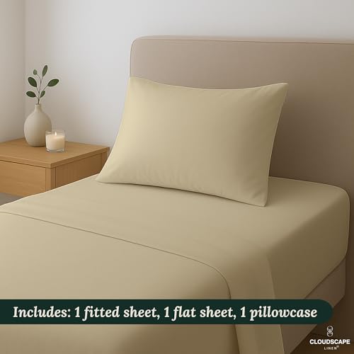 100% Egyptian Cotton Sheets Twin XL Size, 3 Pieces Luxury Essentials Bedding Set, 1000 Thread Count,Hotel Quality, Silky Soft, Breathable and Durable, Deep Pockets up to 16, Linen