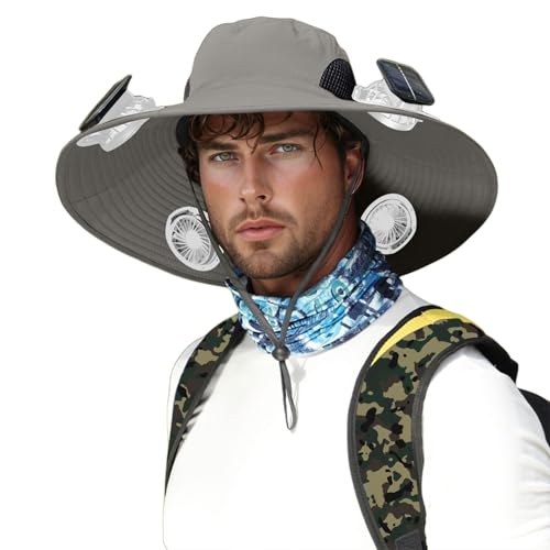 Chapeau de soleil anti-chaleur à ventilateur solaire et USB à larges bords