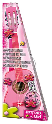 Klassieke houten gitaar met 6 snaren. Stembaar. Realistisch geluid. plectrum. Muziekmethode. draagriem. Stickers met… - Image 3