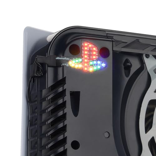 eXtremeRate Rainbow Logo LED Kit RGB Iluminado para ps5 Consola (2020 CFI-1 Series), 7 Colores y 40 Efectos de Luz Decorativa Logo con Luz LED para ps5 Disco & Digital Edición Consola