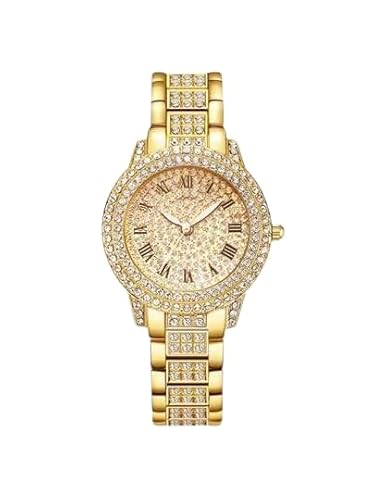 Luxury Women's Crystal-Embellished Watch, Gold-Tone Alloy Ba...