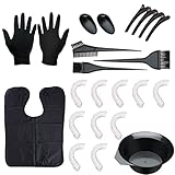 Haarfärbepinsel Haare Faerben Set, 23 Stück Färben Färbung Set, Haarfärbemittel Kit, Haar Colorationen Zubehör Set, mit Schüssel, Färbepinsel, Ohrenschutz, Handschuhe, Umhang für Salon und zu Hause