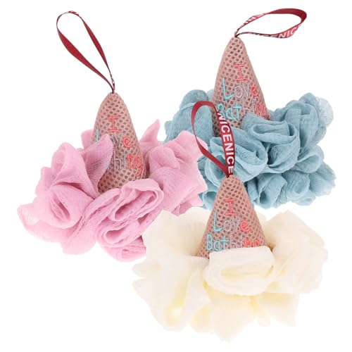 DECOMELODY 3Pcs Mermaid Tail Shower Balls Adorable Bath Scrubbers for Exfoliating Cleansing Soft Material for for Home Travel Present for Friends