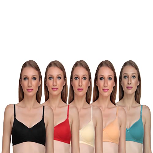 Image of Women Non Padded Bra - Made of Pure Cotton Full Coverage Non Wired Soft Cup for T-Shirt Saree Dress and for Everyday