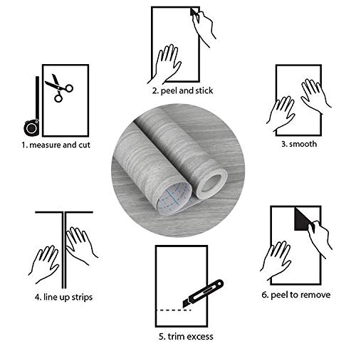 Melwod Gray Wood Contact Paper 17.71 X 118 Inch Wood Grain Texture Peel And Stick Wallpaper Adhesive Paper Light Grey Wall Covering Desk Shelf Drawer Liner Cabinets Wardrobe #TOP6