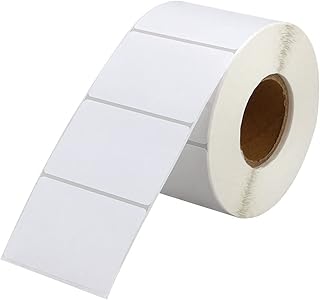 NefLaca 1000 Self Adhesive Label Sticker 50mm x 30mm Address Labels Blank Roll Rectangle Label Write On Note Mark Catering Food Jars Sticky Stickers for Office Kitchen Printer