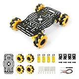 YonPhsy 4WD Mecanum Wheel Robot Chassis Car Kit 360° Omnidirectional Movement with Metal Chassis and TT Motor Robot Building Platform Robot Car DIY Kit for Arduino/Microbit/Raspberry Pi (Unassembled)