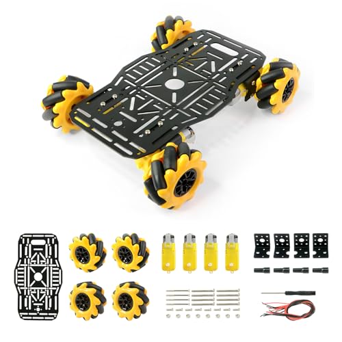 XiaoR GEEK ���J�i���z�C�[�����{�b�g�J�[�V���[�V�L�b�g �S�������o�C���v���b�g�t�H�[�� 4��TT���[�^�[�ƃA���~�j�E�������t���[���t�� Arduino Raspberry Pi DIY STEM�v���W�F�N�g�p