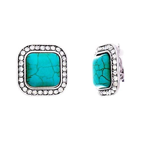 Boucles d'oreilles clip turquoise de Rosemarie Collections avec cristaux