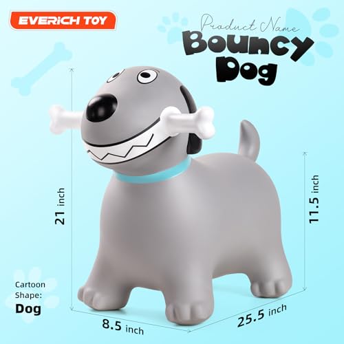 Image of EVERICH TOY Bouncy Animal Hopper, Ride-On Dog Hopping Toy for Toddler 18M+ | Inflatable Horse Hopping Toy for Boys Girls, Indoor Outdoor Bouncy Dog Toy for 2 Year Old Kids, Gift for 3 4 5 6 Yrs W / Pump