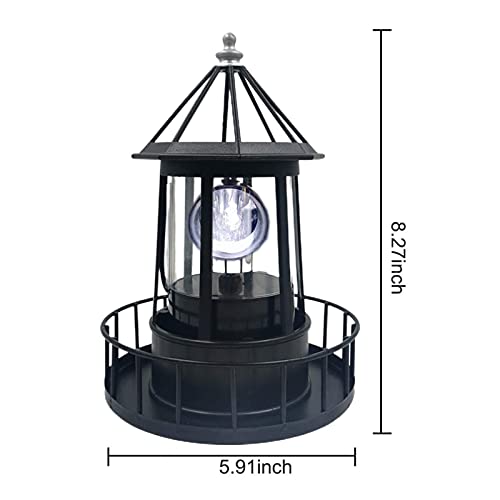 Led Solar Powered Lighthouse, 360 Degree Rotating Lamp Courtyard Decoration Waterproof Garden Smoke Towers Statue Lights For Outdoor Garden Pathway Patio #TOP1