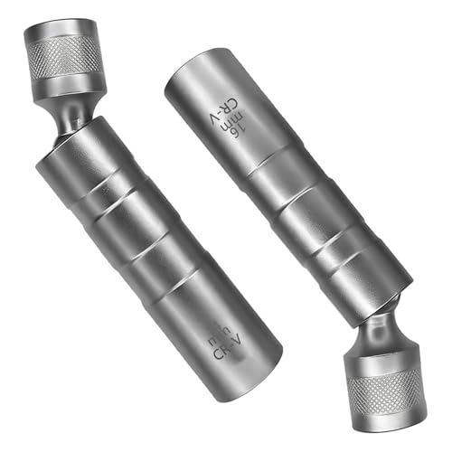 SWQS 14mm&16mm Spark Plug Socket, Thin Wall Magnetic Swivel Spark Plug Socket Set, Universal Joint...