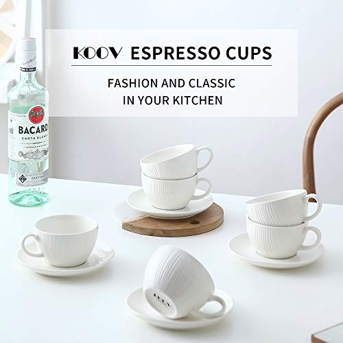 KOOV Latte Cup and Saucer, 10 oz Porcelain Cappuccino Cups and Saucers