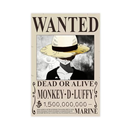 AWFGQ Poster \"One Piece Wanted One Piece\" auf Leinwand, Schlafzimmer-Dekor, Sportlandschaft, Büro, Raumdekoration, Geschenk, ungerahmt, 30 x 45 cm AWFGQ Poster \"One Piece Wanted One Piece\" auf Leinwand, Schlafzimmer-Dekor, Sportlandschaft, Büro, Raumdekoration, Geschenk, ungerahmt, 30 x 45 cm