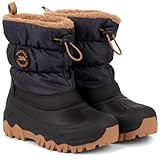 Trespass Kids Snow Boots Luca - Waterproof Outsole, Slip On Style, Sherpa Lining, Traction Sole, Faux Suede Leather