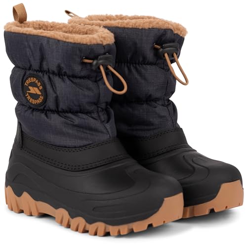 Trespass Kids Snow Boots Luca - Waterproof Outsole, Slip On Style, Sherpa Lining, Traction Sole, Faux Suede Leather