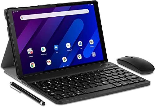 TOSCIDO Tablet 10 Pollici Octa Core Android Tab Full HD,Doppio WiFi offerte 2.4G/5G,Riconoscimento facciale,4GB RAM/64G ROM,13MP/5MP,GPS,6000mAh,Con Tastiera/Mouse/Custodia – Nero