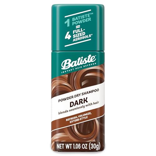 Batiste Powder Dry Shampoo, Oil-Absorbing, Non-Aerosol, Blends Seamlessly for Dark Hair, Instant Hair Refresh, TSA Compliant (1.06 oz)