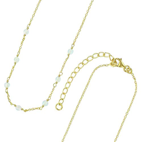 Collier argent 925 doré Aigue-marine - Bijou pierres rondes 317658AM pour femme