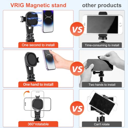 Image of Universal Magnetic Mobile Phone Holder - 360 Rotation, Strong Magnet, 1 /4 inch Interface Tripod Mount Stand for Video Recording, Photography & Vlogging (Mobile Magsafe Bracket K815)